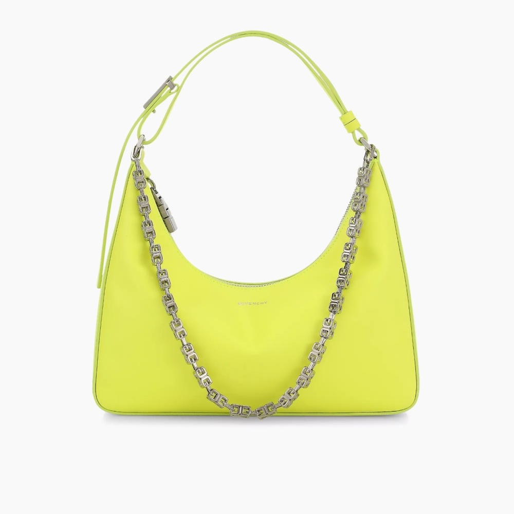 Givenchy Moon Cut Leather Bag, Fluo Yellow